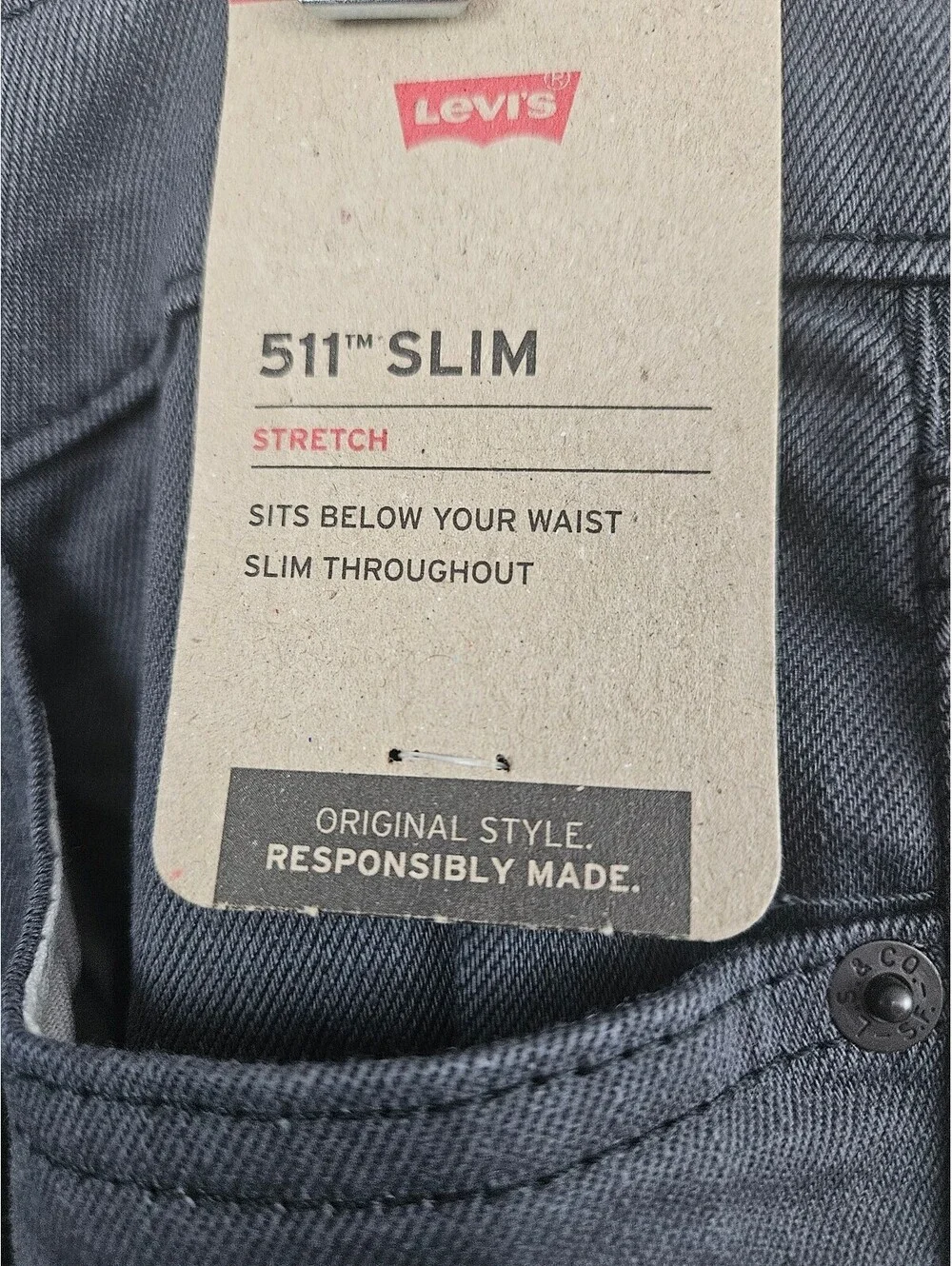Levi's 511 Slim Stretch Jeans 30x32 in Black NWT